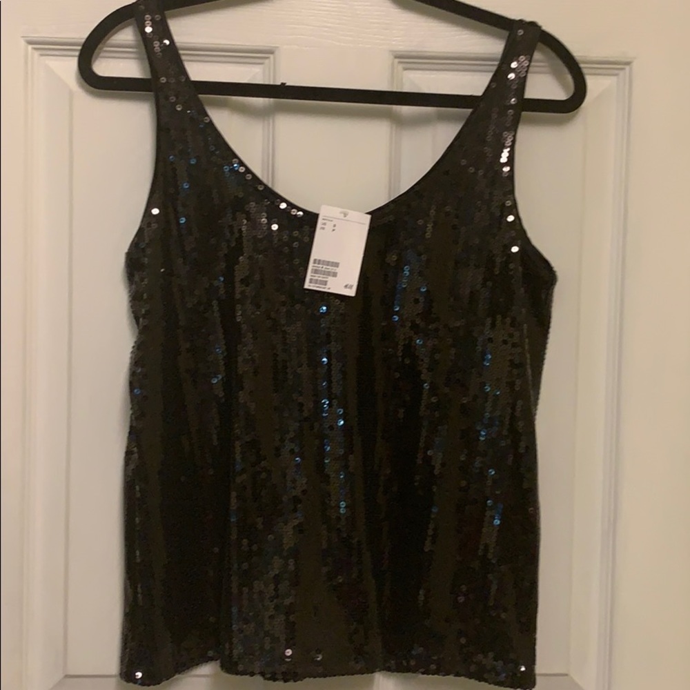 Sequin black tank top